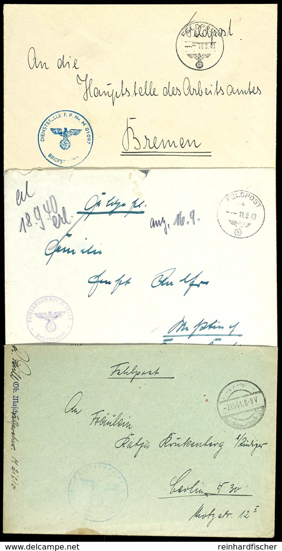 4582 1940/41, 3 Feldpost-Briefe Der Torpedoboote "Iltis"(Fp-Nr. M 01097) Vom 10.8.41, "T 11"(Fp-Nr. M 19343) Vom 11.9.40 - Sonstige & Ohne Zuordnung