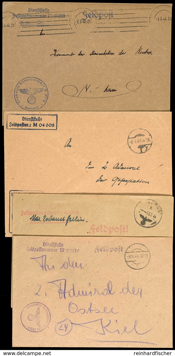 4584 1940/44, 4 Feldpost-Dienstbriefe Der Torpedoboote "T 1"(Fp-Nr. M 04608), "T 10"(Fp-Nr. M 29219), "T 16"(Fp-Nr. 2121 - Andere & Zonder Classificatie