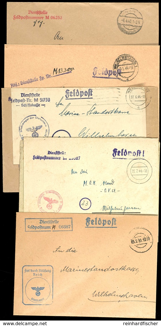 4586 1940/44, 5 Feldpost-Dienstbriefe: Kommando 1. Torpedoboots-Flottille (Fp-Nr. M 06387) Vom 23.2.40, Kommando 2. Torp - Andere & Zonder Classificatie