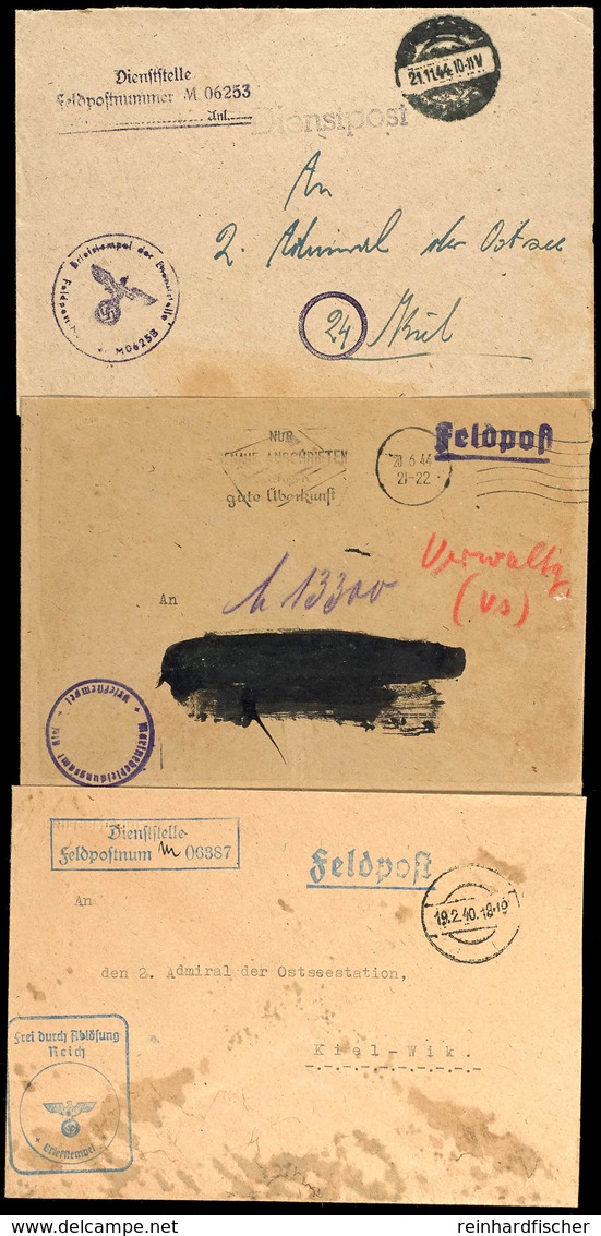 4668 1940/44, 3 Feldpost-Dienstbriefe: Kommando 1. Torpedoboots-Flottille (Fp-Nr. M 06387) Vom 19.2.40, Kommando 2. Torp - Andere & Zonder Classificatie