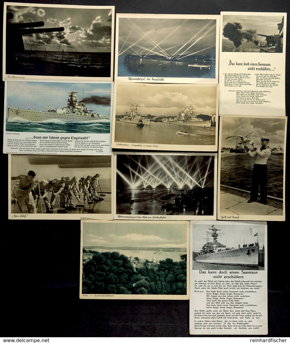 4669 1940/44, Kriegsmarine, 10 Gebrauchte Foto- Und Ansichtskarten Mit Marine-Motiven, Dabei: "...denn Wir Fahren Gegen  - Andere & Zonder Classificatie