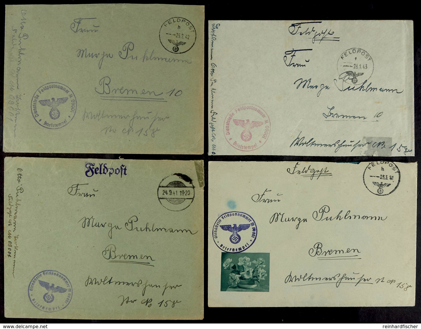 4688 1941/43, Kriegsmarine, Kleine Korresponden Von 4 Feldpost-Briefen Mit Norm-Stpl. Nach Bremen Aus Der Zeit Vom 3.5.4 - Sonstige & Ohne Zuordnung