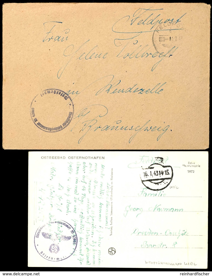 4724 1943, Feldpost-Ansichtskarte Mit Aptiertem Stpl. Vom 16.1.43 Sowie Mit Brief-Stpl. Und Absenderangabe Feldpost-Nr.  - Sonstige & Ohne Zuordnung