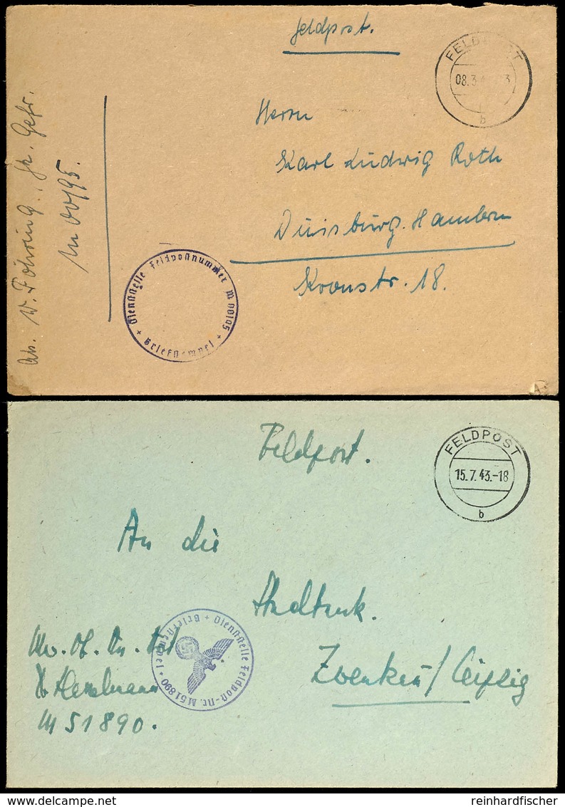 4725 1943, Feldpost-Brief Mit Inhalt Und Maschinenhalb-Stpl. FELDPOST Vom 8.3.43 Aus Wesermünde Nach Duisburg Sowie Mit  - Other & Unclassified