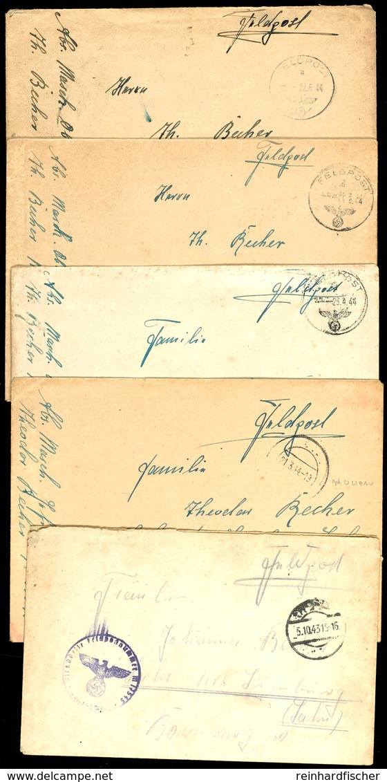 4737 1943/44, 5 Feldpost-Briefe (eine Korrespondenz) Jeweils Mit Brief-Stpl. Und Absenderangabe Feldpost-Nr. M 17545 = Z - Sonstige & Ohne Zuordnung