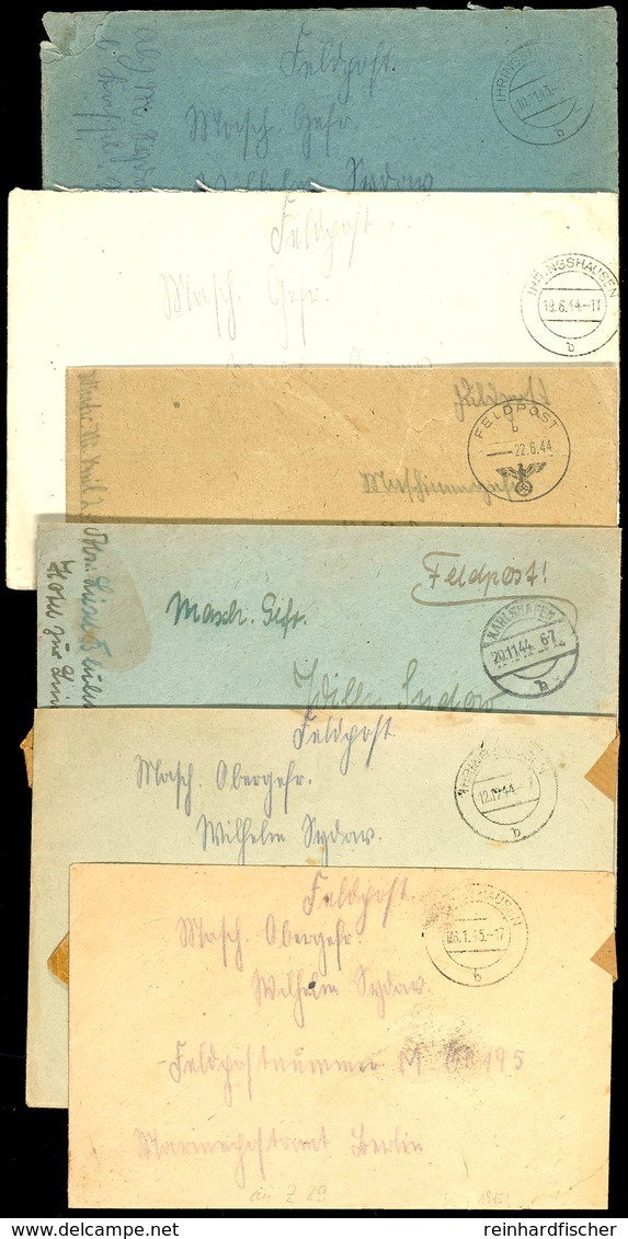 4741 1943/45, 6 Feldpost-Briefe An Ein Besatzungsmitglied Der Einheit Feldpost-Nr. M 00195 = Zerstörer "Z 29", Bedarfser - Other & Unclassified