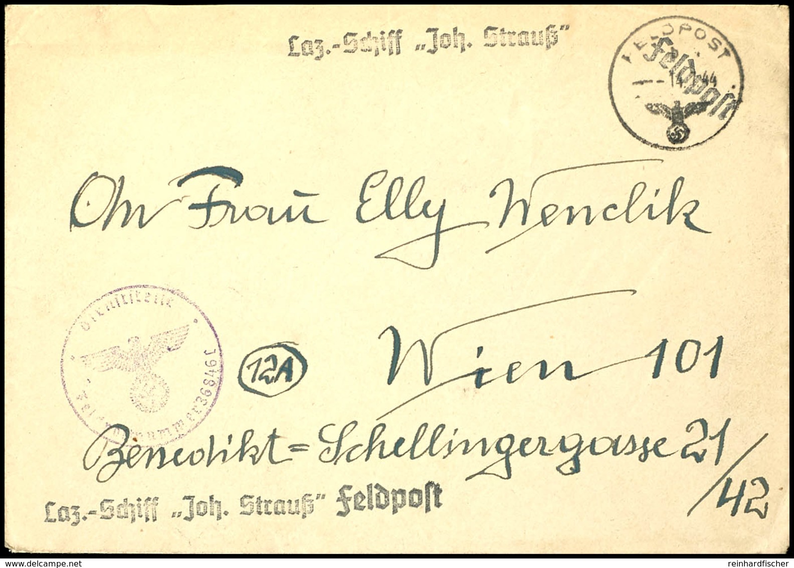 4759 1944, Kriegsmarine, Feldpost-Brief Nach Wien Mit Feldpostnorm-Stpl. Vom 14.7.44 Sowie Mit Brief-Stpl. Feldpost-Nr.  - Andere & Zonder Classificatie