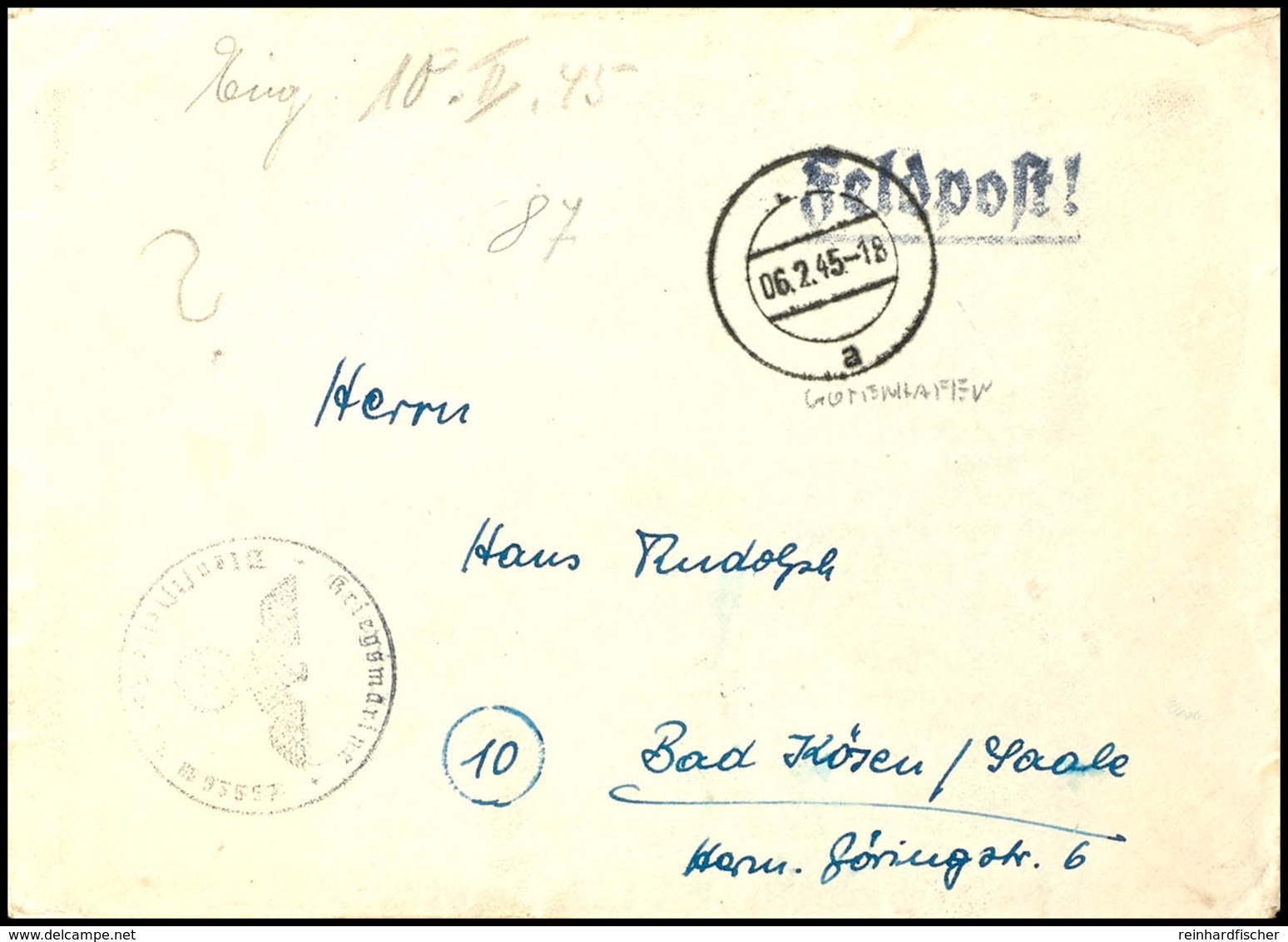 4812 1945, Feldpost-Brief Mit Stummem Stpl. Vom 6.2.45 Sowie Mit Brief-Stpl. Und Absenderangabe Feldpost-Nr. M 53557 = Z - Sonstige & Ohne Zuordnung