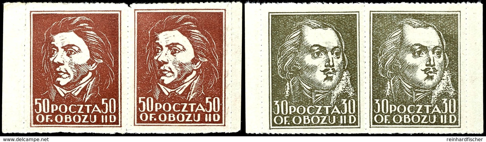 4892 1944, 30 Gr. Und 50 Gr. "Kämpfer Für Die Freiheit", Waagerechte Paare, Postfrisch, Auflage Nur 2.724 Sätze, Katalog - Sonstige & Ohne Zuordnung