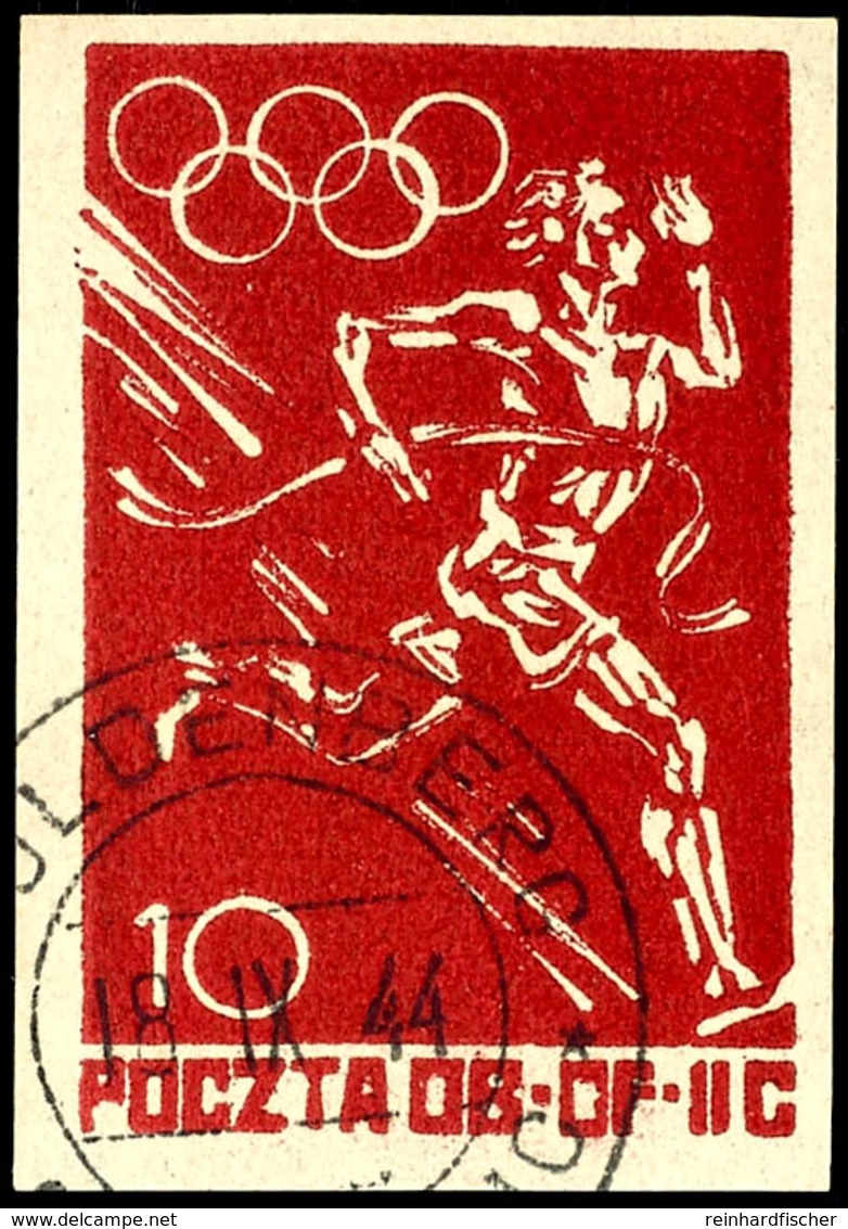 4911 1944, "Olympisches Jahr", 10 F. Rot, Tadellos Gestempelt, Auflage 17.580 Stück, Gepr. Mikulski, Katalog: 40 O - Sonstige & Ohne Zuordnung