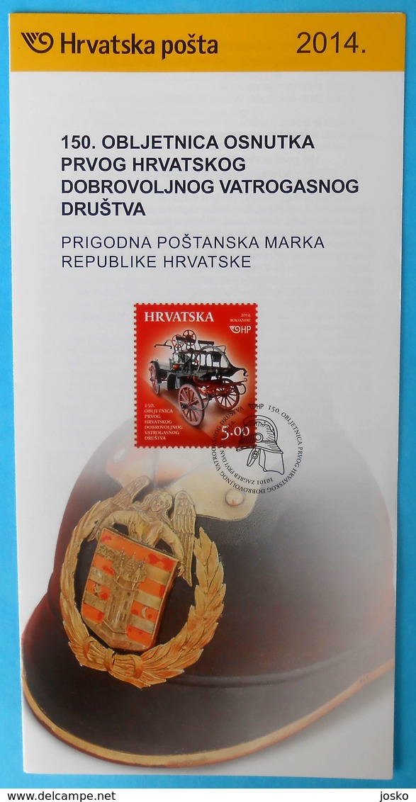 150. ANNIV. OF THE FIRST CROATIAN VOLUNTEER FIRE DEPARTMENT -  Croatian Post Stamp Prospectus * Firefighters Pompiers - Firemen