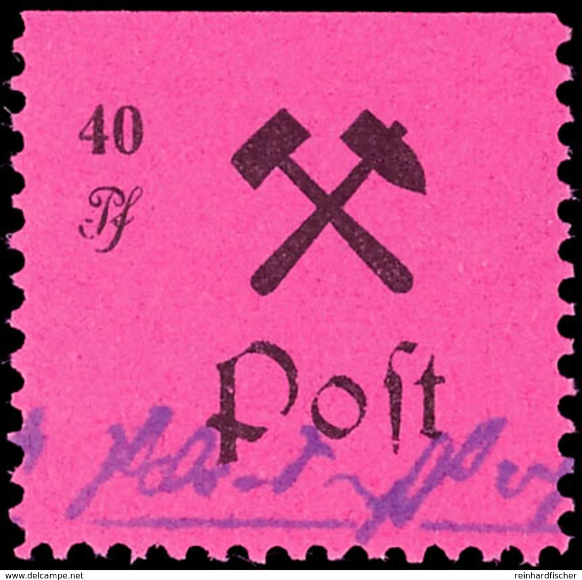 4953 40 Pfg. Schwarz Auf Lila, Type II Mit Plattenfehler "P Von POST Offen", Postfrisch, Tadellos Mit Händler-Signatur S - Grossräschen