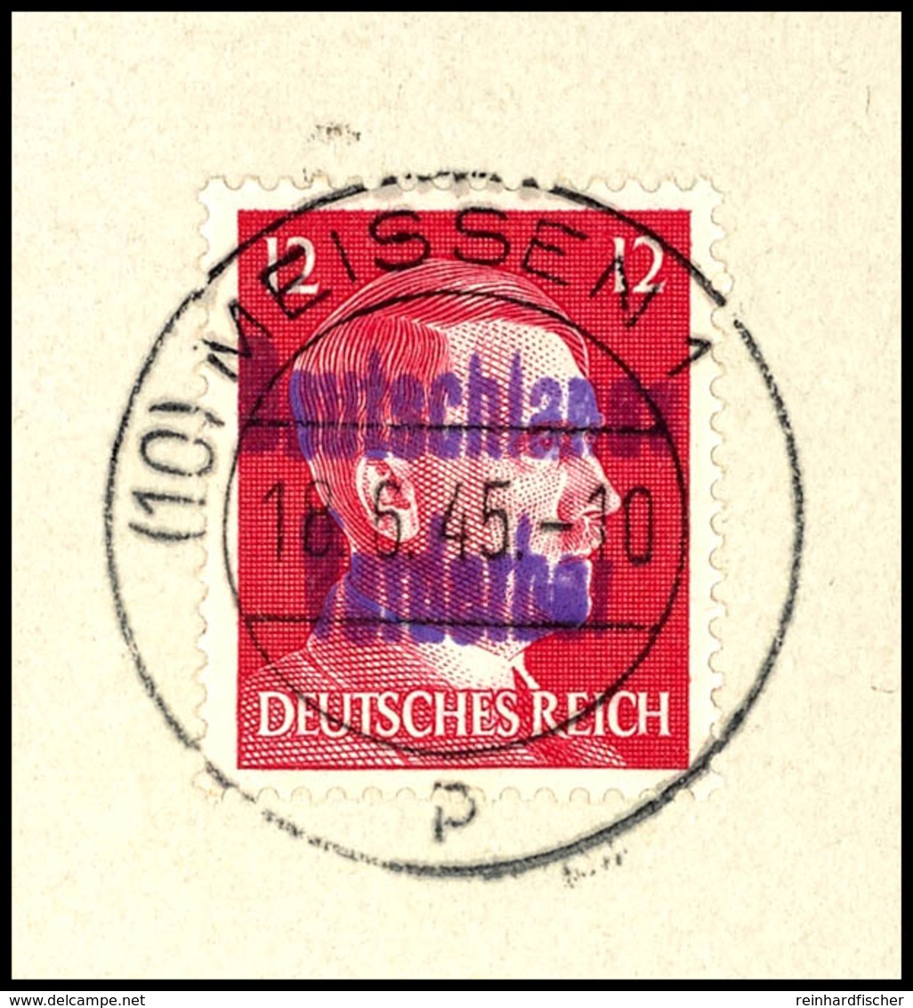 4957 12 Pfg Lilarot ((StTdr.), Ideal Zentrisch Entwertet Auf Kleinem Briefstück, Luxus, Mi. 750.-, Katalog: 26 BS - Meissen
