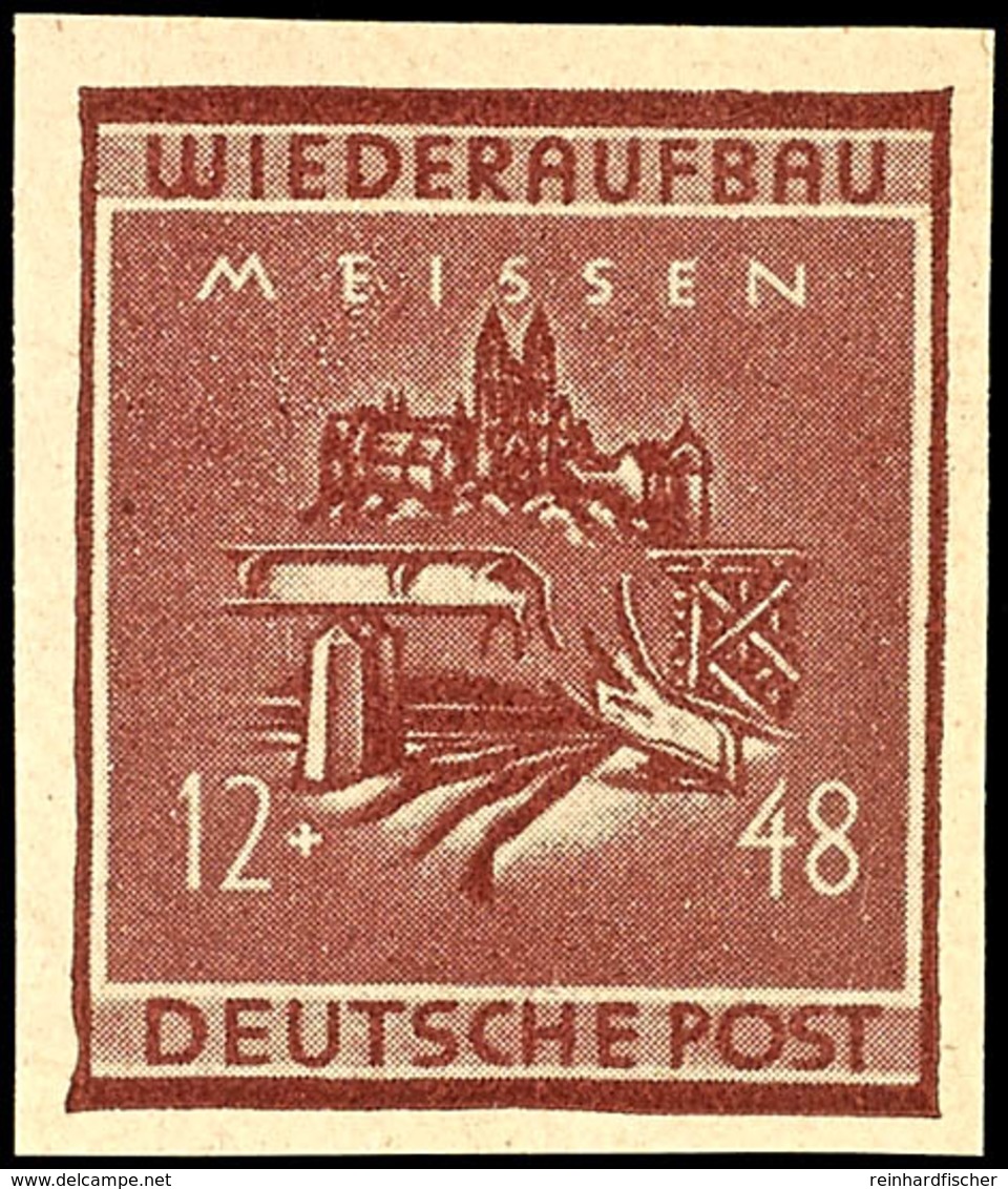 4960 12 + 48 Pfg Wiederaufbau Geschnitten, Tadellos Postfrisch, Gepr. Leonhard, Mi. 150.-, Katalog: 38B ** - Meissen