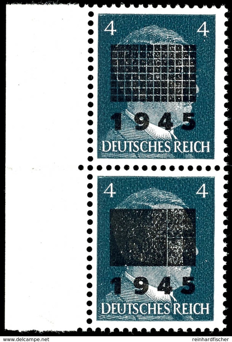 4977 4 Pfg Hitler Im Senkr. Paar Mit Aufdrucken Type I (oben) Und  Type IIb (unten), Tadellos Postfrisch, Gepr. Sturm BP - Sonstige & Ohne Zuordnung