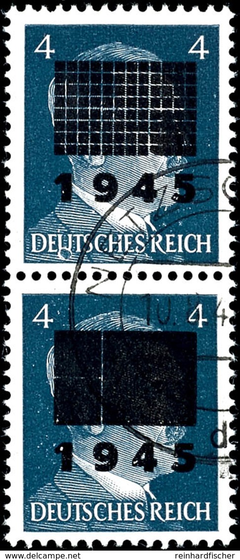 4979 4 Pfg Hitler Mit Lokalem Aufdruck, Senkrechtes Typenpaar I/IIa, Tadellos Gestempelt, Gepr. Zierer BPP, Mi. 150.-, K - Andere & Zonder Classificatie