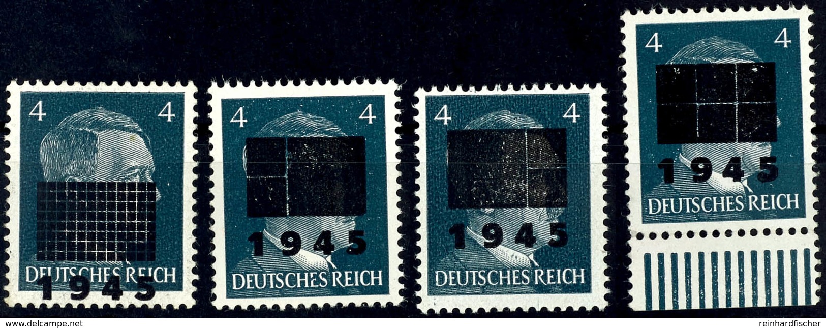 4980 4 Pfg Hitler Mit Lokalem Aufdruck - Alle Vier Aufdrucktypen I, IIa, IIb Und IIc, 4 Werte, Tadellos Postfrisch, Gepr - Andere & Zonder Classificatie