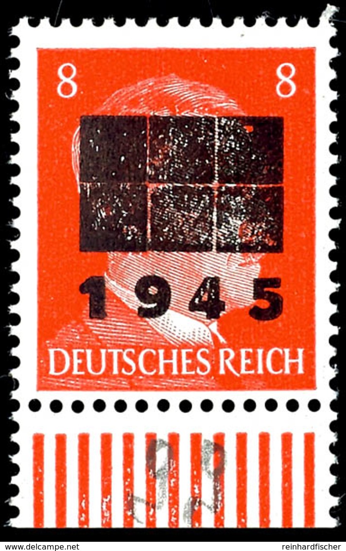 4990 8 Pfg Hitler Mit Aufdruck In Type IIc, Tadellos Postfrisch, Unterrandstück, Gepr. Opitz Und Zierer BPP, Mi. 160.-,  - Other & Unclassified