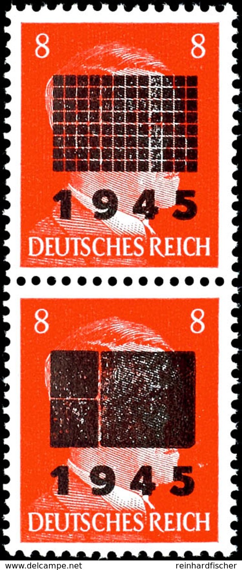 4993 8Pfg Hitler Mit Lokalem Aufdruck, Senkrechtes Typenpaar Type I / Type IIa, Tadellos Postfrisch, Gepr. Zierer BPP, M - Sonstige & Ohne Zuordnung