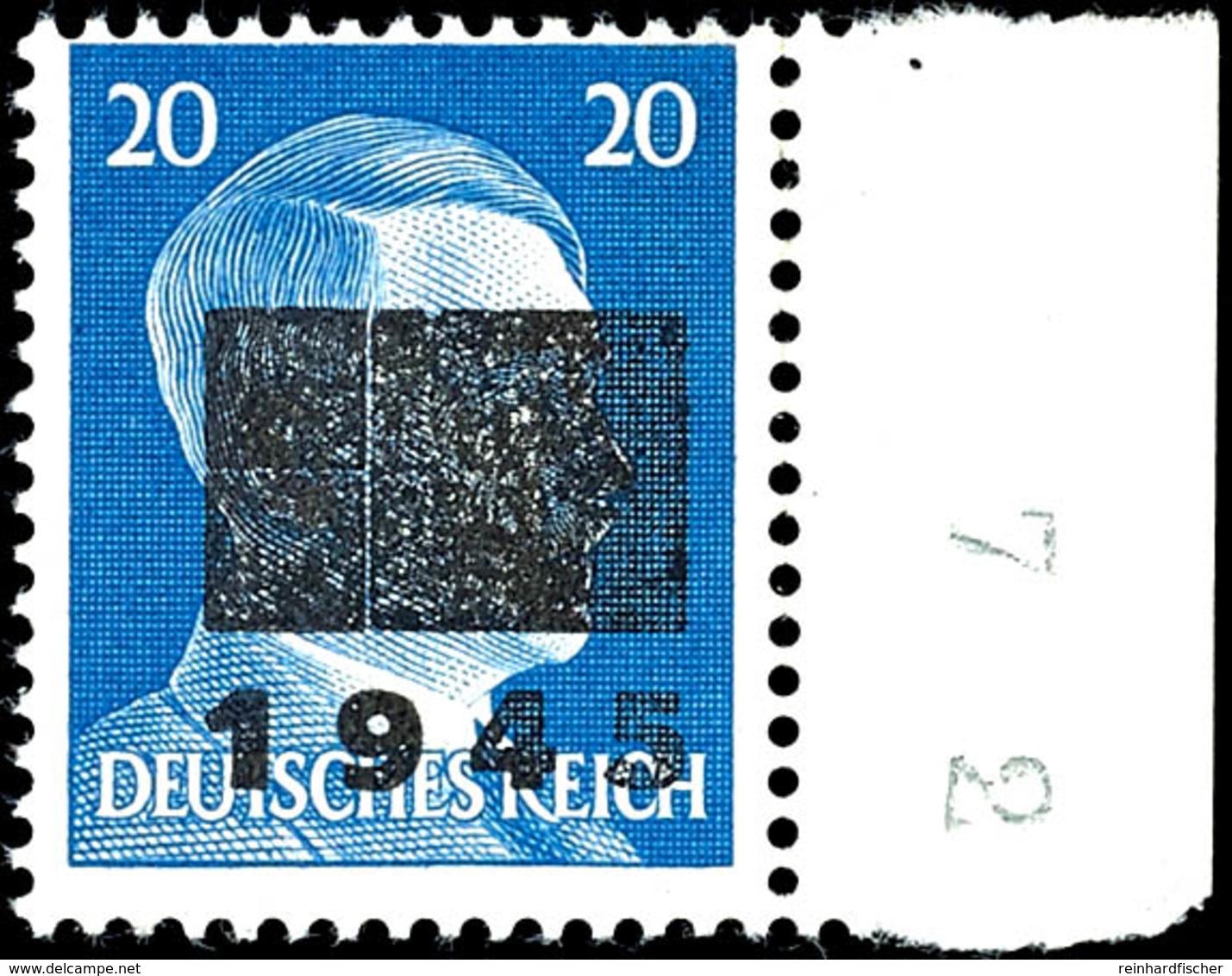 5008 20 Pfg Hitler Mit Aufdruck In Type IIa, Postfrisch, Vom Rechten Bogenrand (im Rand Mängel, Marke Tadellos), Gepr. Z - Other & Unclassified