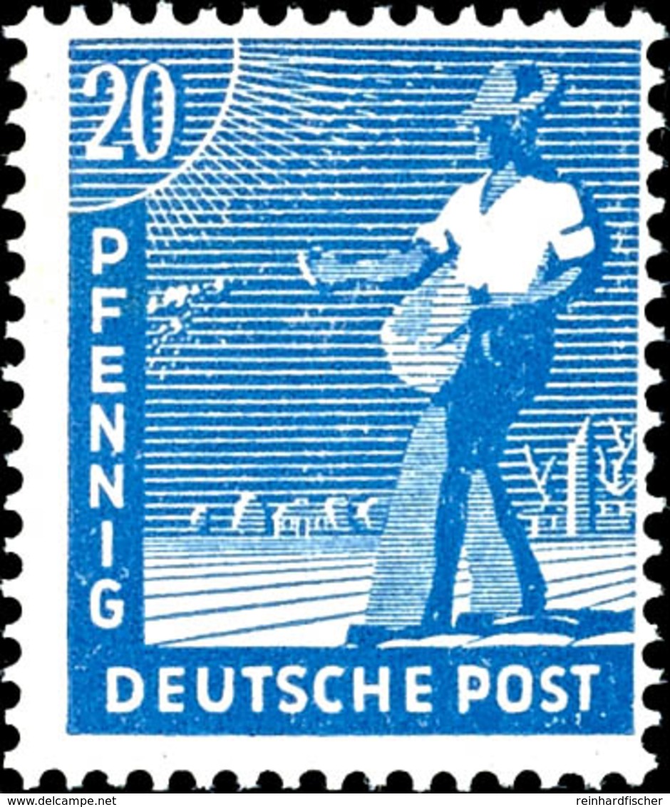 5050 20 Pfg Arbeiter Kobalt, Tadellos Postfrisch, Unsigniert, Fotobefund ArGe Hohmann Und Fotoattest A. Schlegel BPP (20 - Sonstige & Ohne Zuordnung