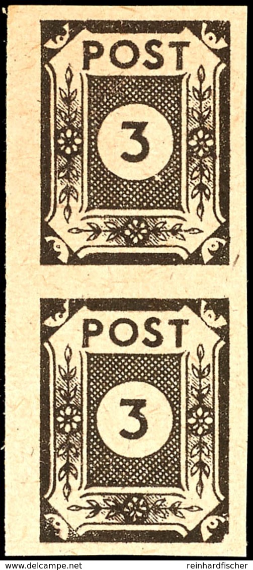 5121 3 Pf. Schwarzbraun, Papier V Mit Spargummi, Senkr. Paar, Mit Einmal Type II, Tadellos Postfrisch, Katalog: 51avyI/I - Sonstige & Ohne Zuordnung