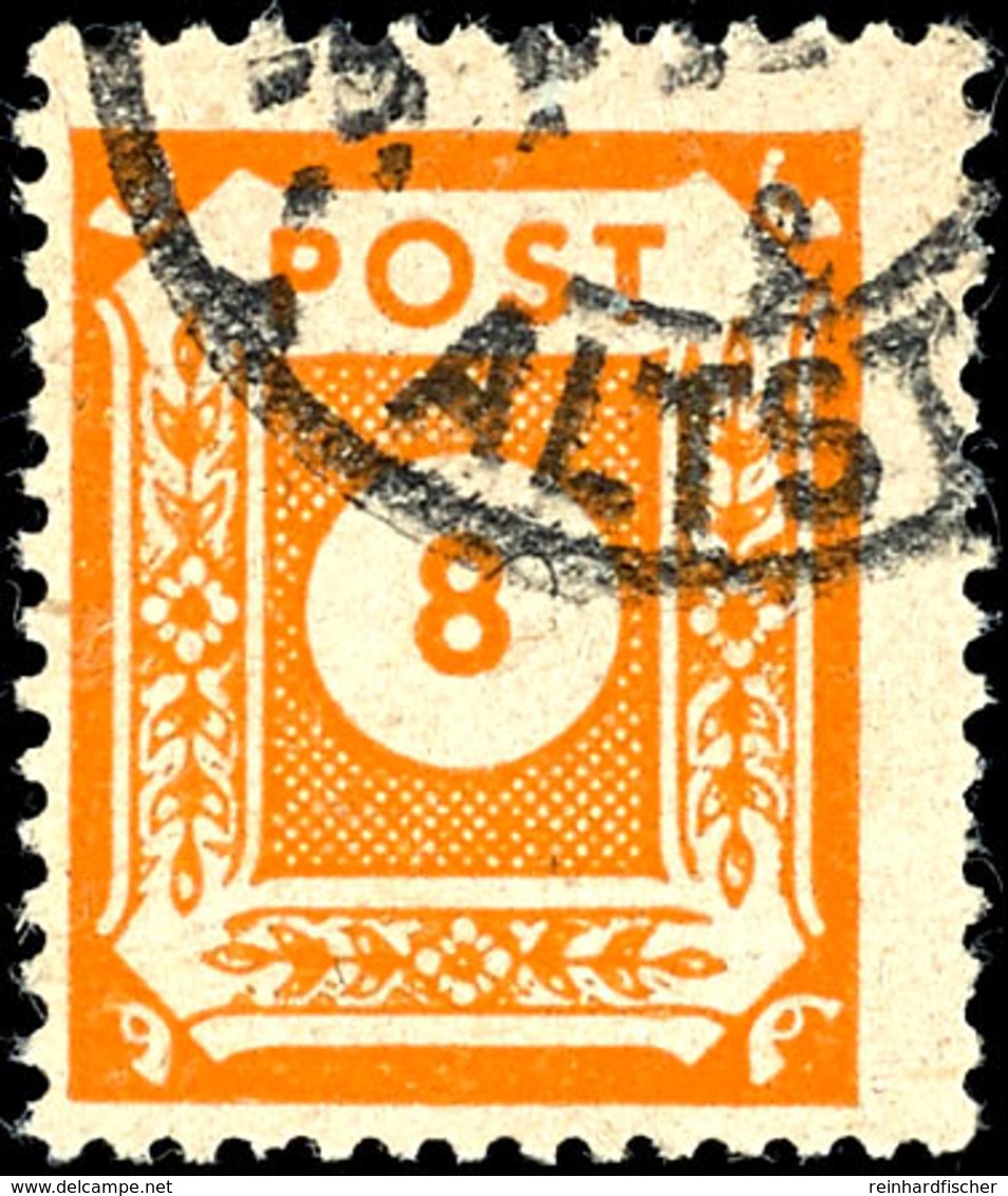 5155 8 Pfg. Dunkelgelborange Mit Plattenfehler II, Gestempelt, Signiert Ströh BPP, Mi. -.-, Katalog: 59aII O - Andere & Zonder Classificatie