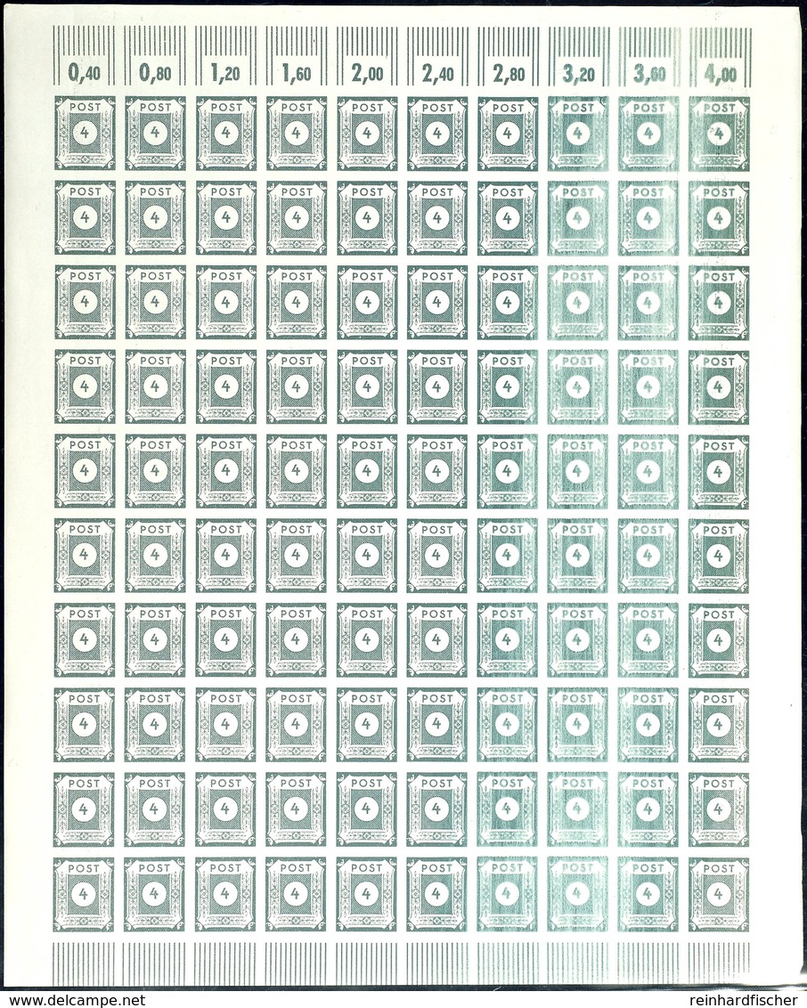 5160 4 Pfg Ziffern, Kompletter Bogen Zu 100 Werten, Davon 25 Stück Mit Abart "volles Mittelstück" - Entstanden Durch Dia - Andere & Zonder Classificatie