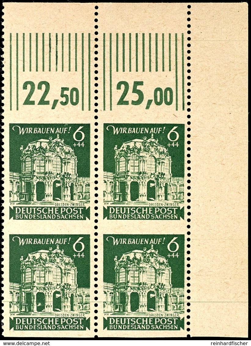 5165 6+44 Pf. Dunkelgraugrün, Re. Oberer Eckrand-4er-Block In A-Zähnung, Waager. Ungezähnt, Tadellos Postfrisch, Katalog - Other & Unclassified