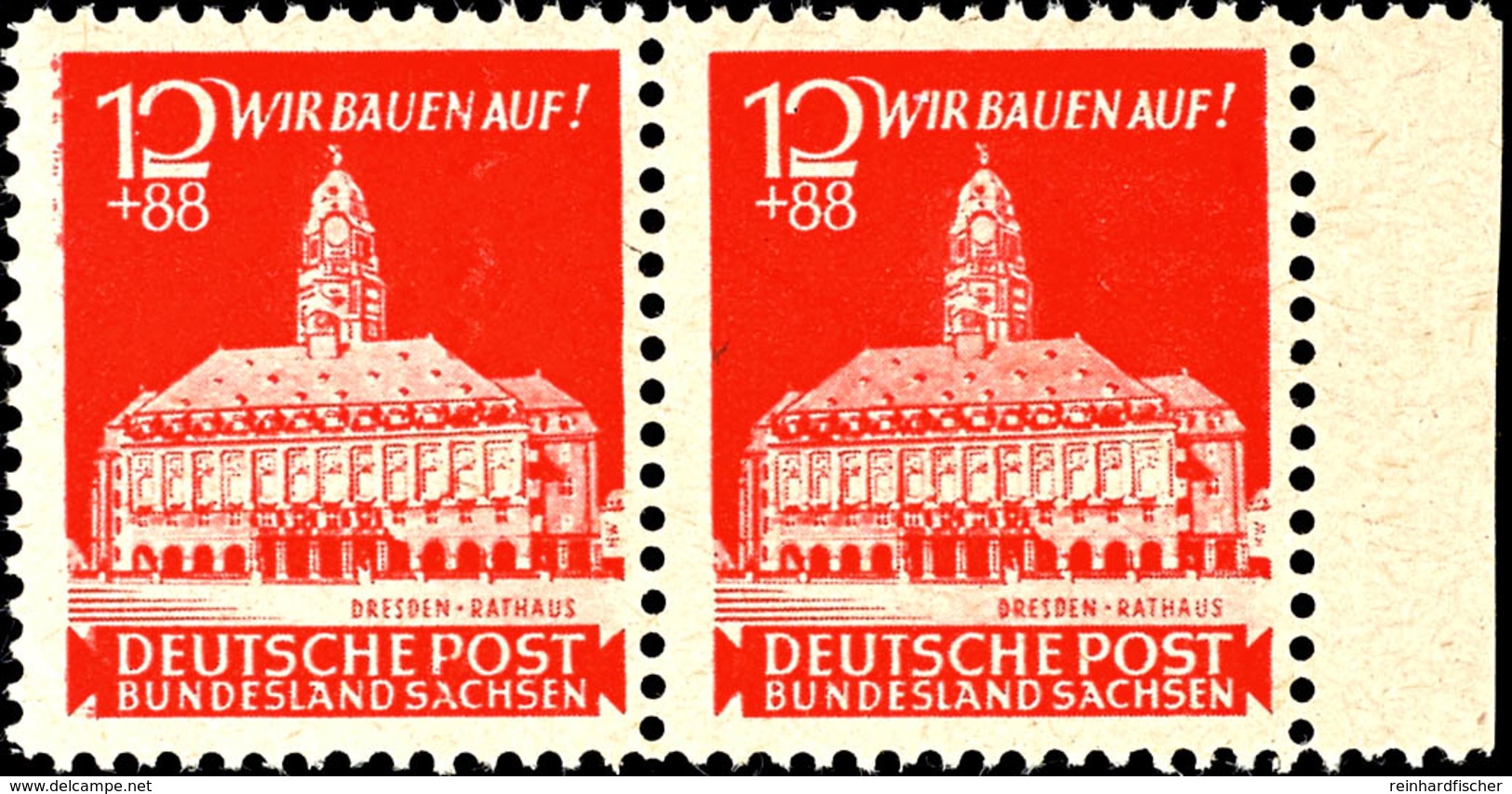 5176 12+88 Pf. Lebhaftrot, Probedruck Im Waager. Paar, Tadellos Postfrisch, Selten, Mi. 1500,-, Katalog: 65PII ** - Sonstige & Ohne Zuordnung