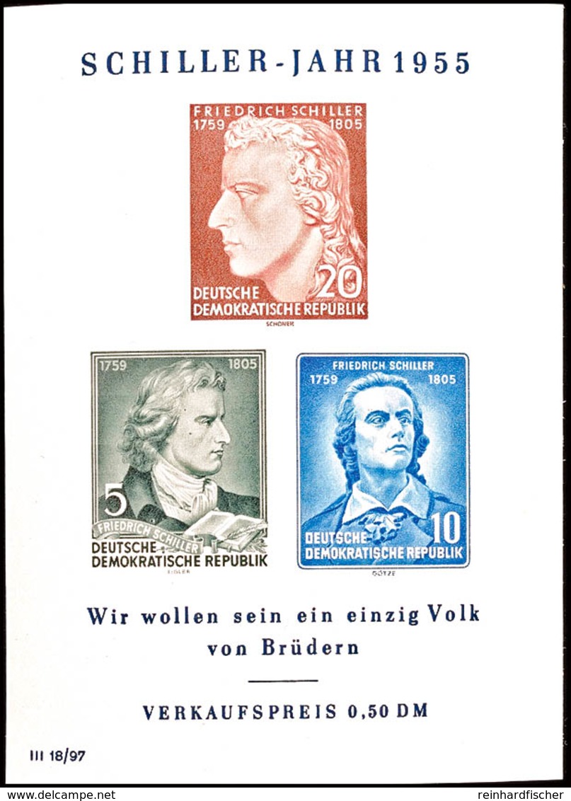 5308 Schiller-Block Mit PLF II "Gesicht Mit 2 Warzen", Tadellos Postfrisch, Gepr. Mayer BPP, Mi. 300.-, Katalog: Bl.12XI - Sonstige & Ohne Zuordnung