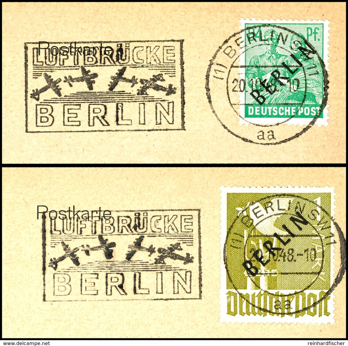 5352 2 Pfg - 1 DM Schwarzaufdruck, Kurzsatz Zu 17 Werten, Alle Jeweils Auf Briefstück Mit Luftbrückenstempel "BERLIN SW  - Sonstige & Ohne Zuordnung