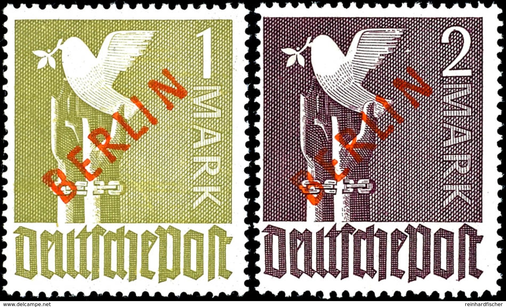 5371 1 Und 2 Mark Rotaufdruck Tadellos Postfrisch Und Noch Völlig Unsigniert, Mi. 850,--, Katalog: 33+34 ** - Sonstige & Ohne Zuordnung