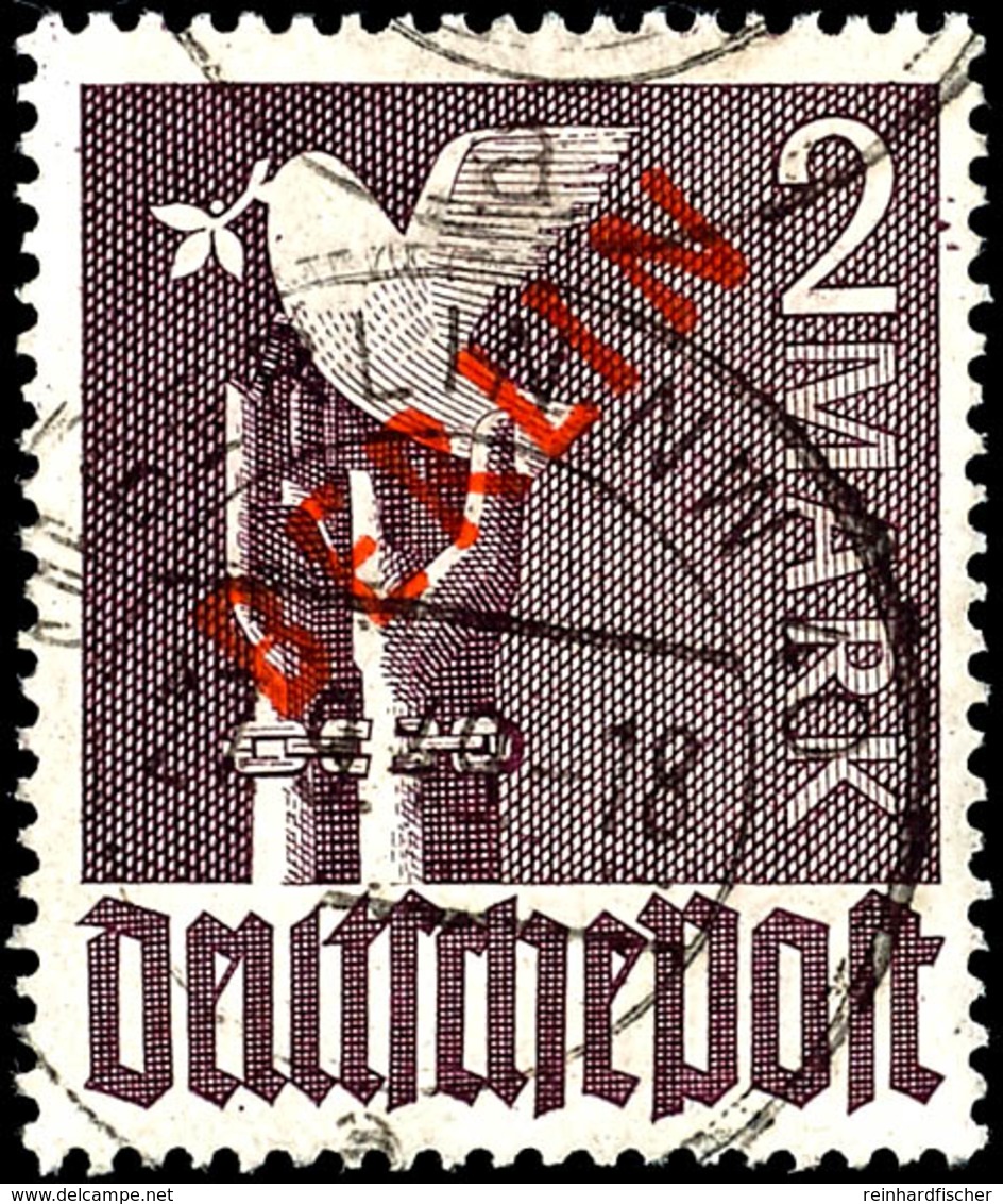 5372 1 Mark Und 2 Mark Rotaufdruck, Tadellos Gestempelt, Gepr. Schlegel D. BPP, Mi. 830.-, Katalog: 33/34 O - Sonstige & Ohne Zuordnung