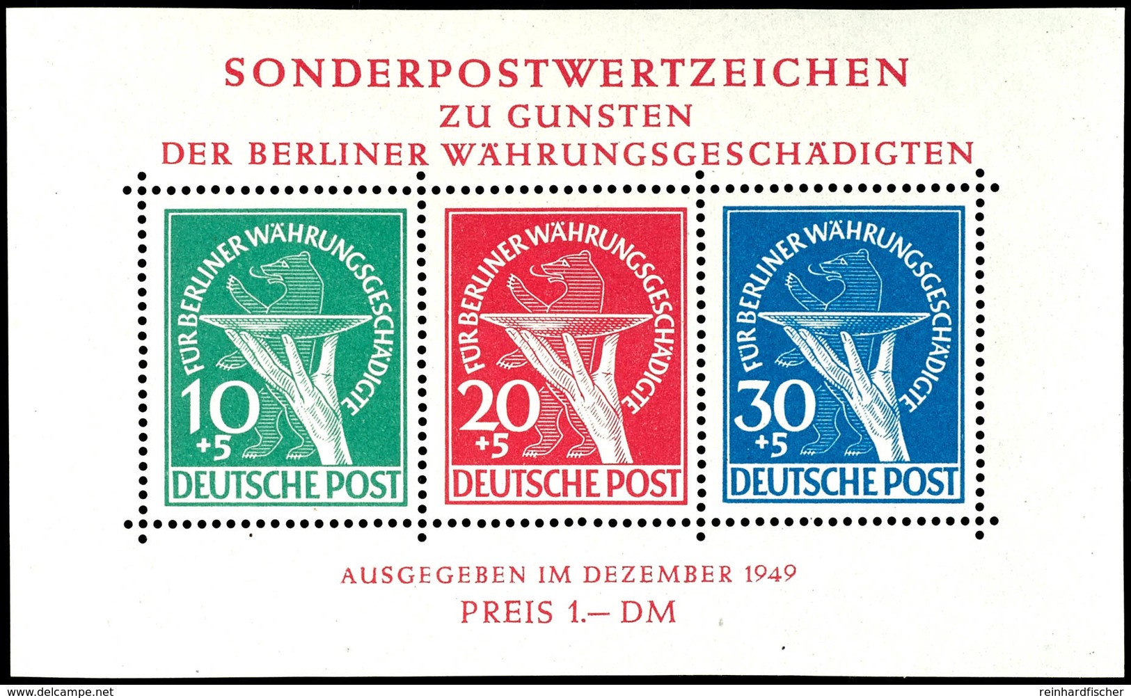 5397 Blockausgabe Währungsgeschädigte, Tadellos Postfrisch, Gepr. Schlegel BPP, Mi. 950.-, Katalog: Bl.1 ** - Sonstige & Ohne Zuordnung