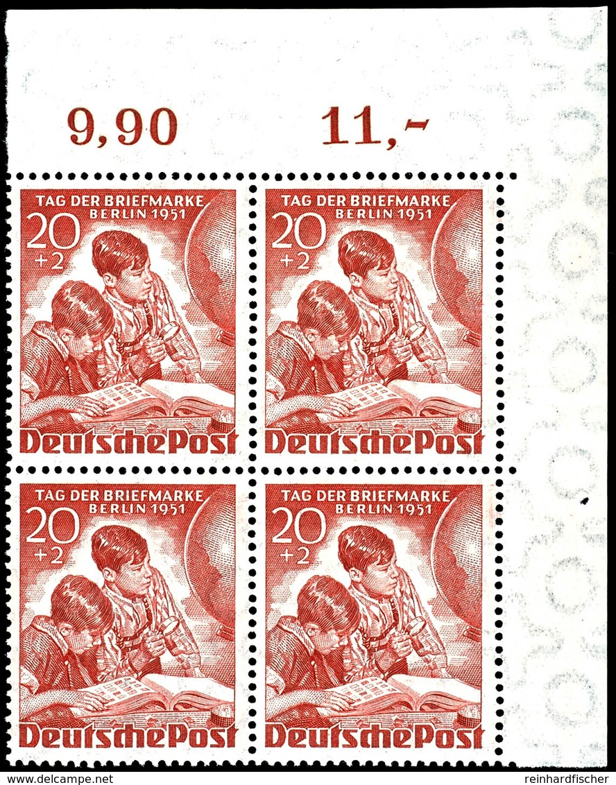 5410 10 U. 20 Pfg. Tag Der Briefmarke In Postfrischen 4-er Blocks Aus Bogenecken, Mi. 220.-, Katalog: 80/81 ** - Sonstige & Ohne Zuordnung