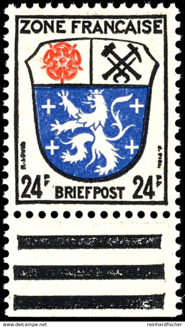 5439 24 Pfg In B-Farbe, Papier X, Mit Unterrand, Tadellos Postfrisch, Gepr. Straub BPP, Mi. 150.-, Katalog: 9bx ** - Sonstige & Ohne Zuordnung