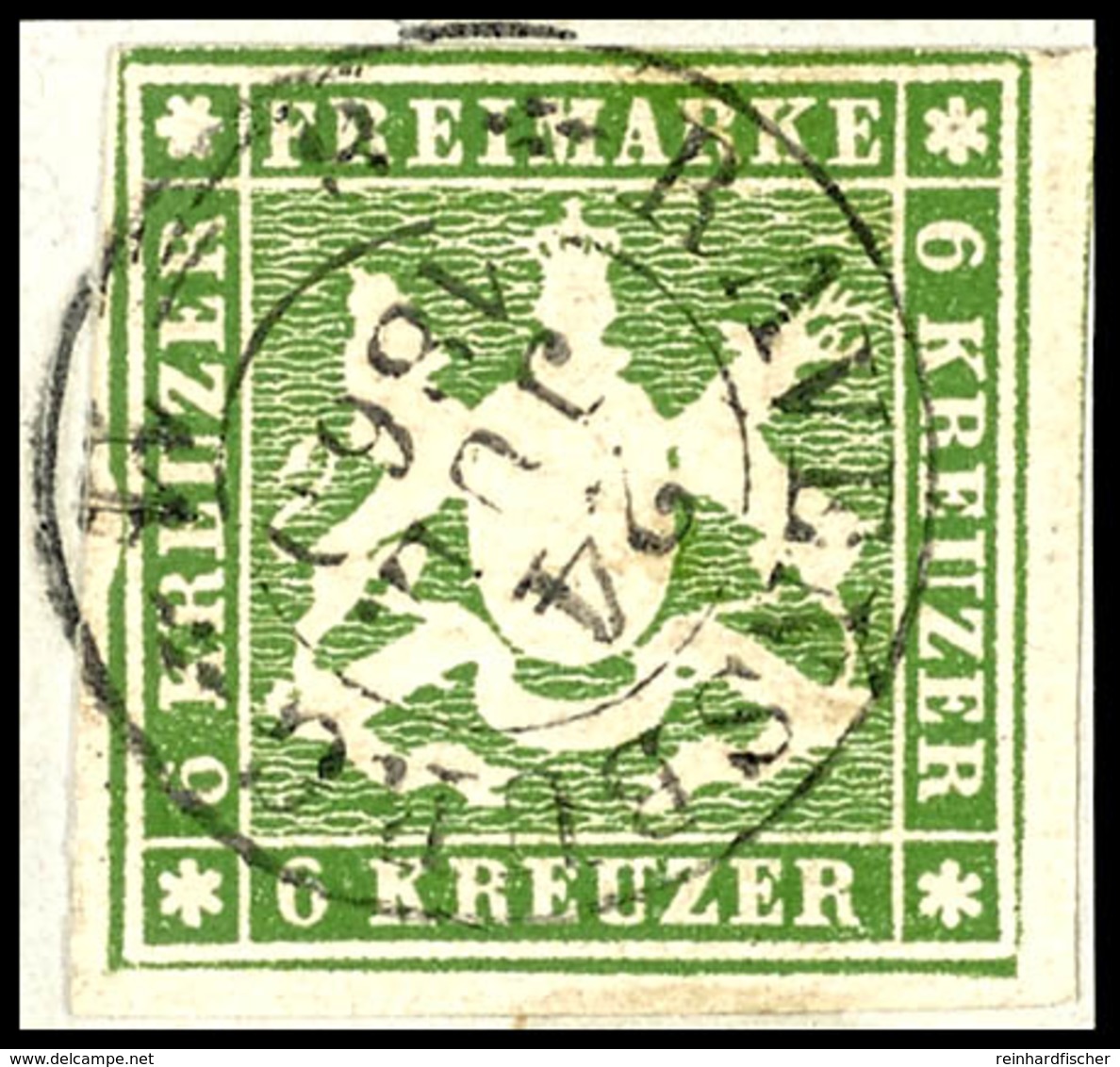 5467 6 Kr. Olivgrün Auf Kl. Briefstück, Plattenfehler "Einbuchtung Im Linken Rand", Klarer K2 "RAVENSBURG 24 JUL 1860",  - Sonstige & Ohne Zuordnung