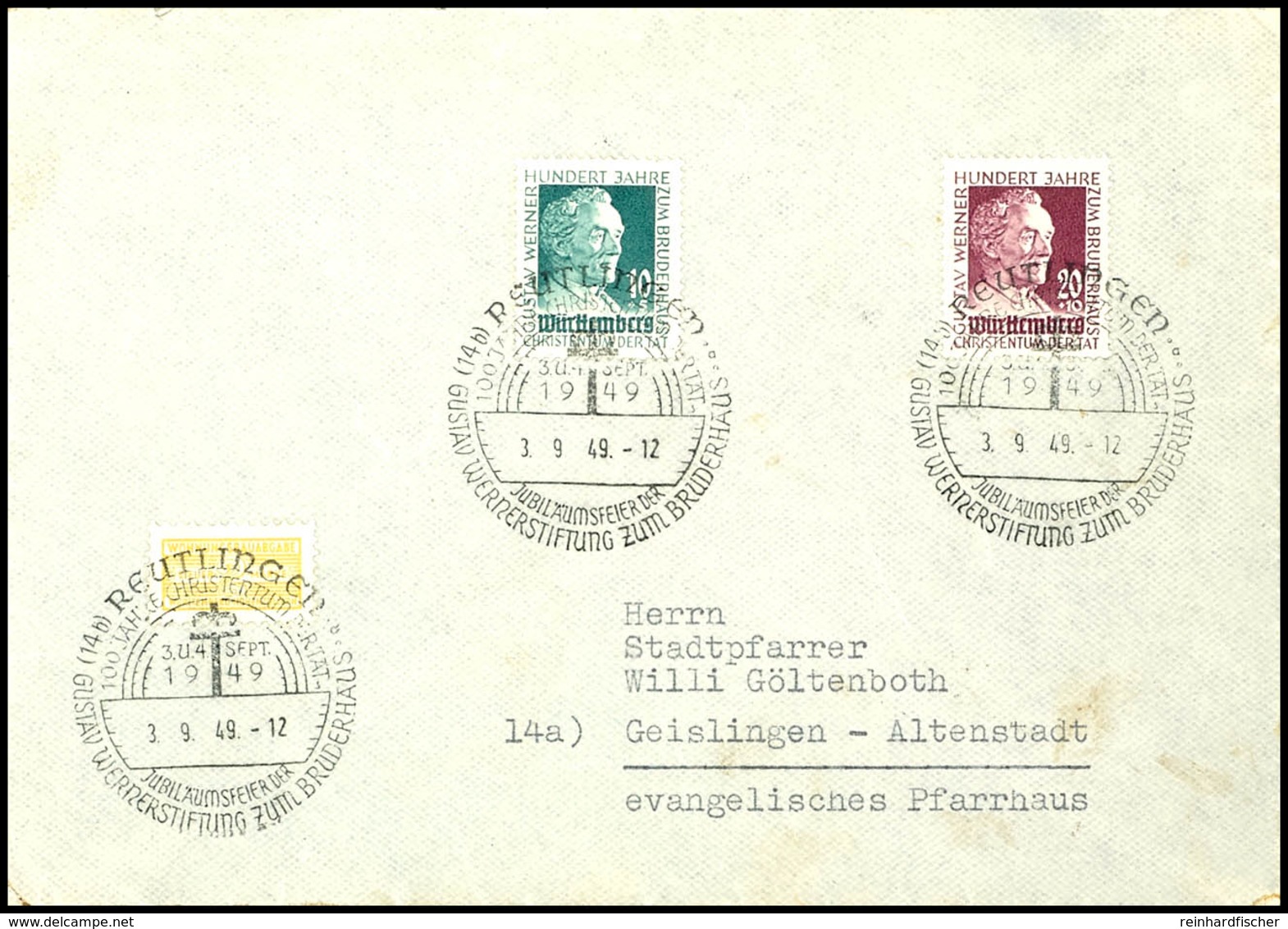 5474 10 Pfg. Und 20 Pfg. 100 Jahre Gustav-Werner-Stiftung Mit ESST Auf FDC Mit Wohnungsbaumarke, Adressiert Nach Geislin - Andere & Zonder Classificatie