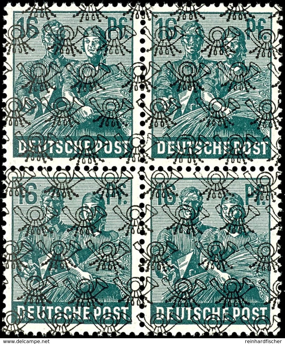 5535 16 Pf. Arbeiter, Netzaufdruck, Schwarzblaugrün, 4er-Block (senkr. Gefaltet), Postfrisch, Gepr. ARGE, Mi. 240,-, Kat - Other & Unclassified