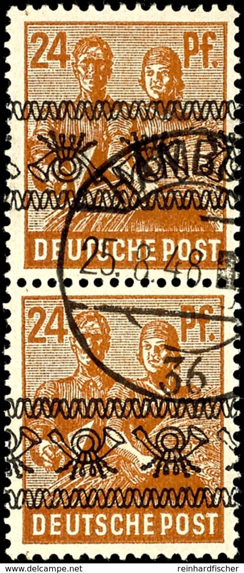 5541 24 Pf. Braunorange, Bandaufdruck, Kehrdruckpaar, Gest., Mi. 150.-, Katalog: 44INK O - Andere & Zonder Classificatie