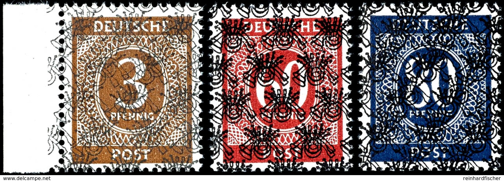 5580 3, 60 Und 80 Pf Ziffer Je Mit Doppeltem, Kopfstehenden Netzaufdruck Tadellos Postfrisch, Gepr. Schlegel BPP, Mi. 90 - Andere & Zonder Classificatie