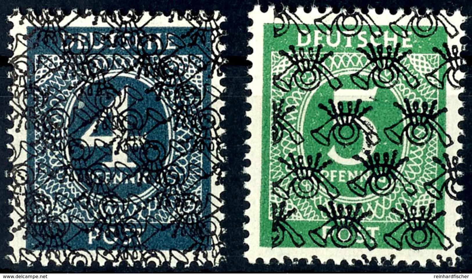 5583 4 Und 5 Pf Ziffer Je Mit Netzaufdruck Kopfstehend Tadellos Postfrisch, Gepr. Schlegel BPP, Mi. 350,--, Katalog: III - Other & Unclassified