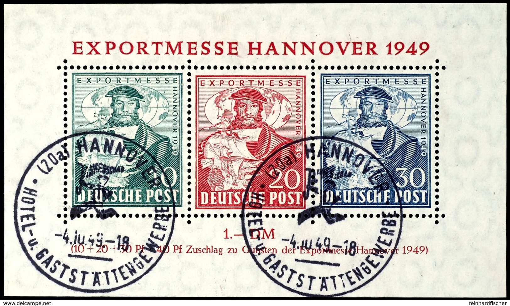 5617 Blockausgabe "Exportmesse Hannover 1949, A-Farbe, Gestempelt Mit Sonderstempel "Hannover", Fotobefund H.-D. Schlege - Andere & Zonder Classificatie