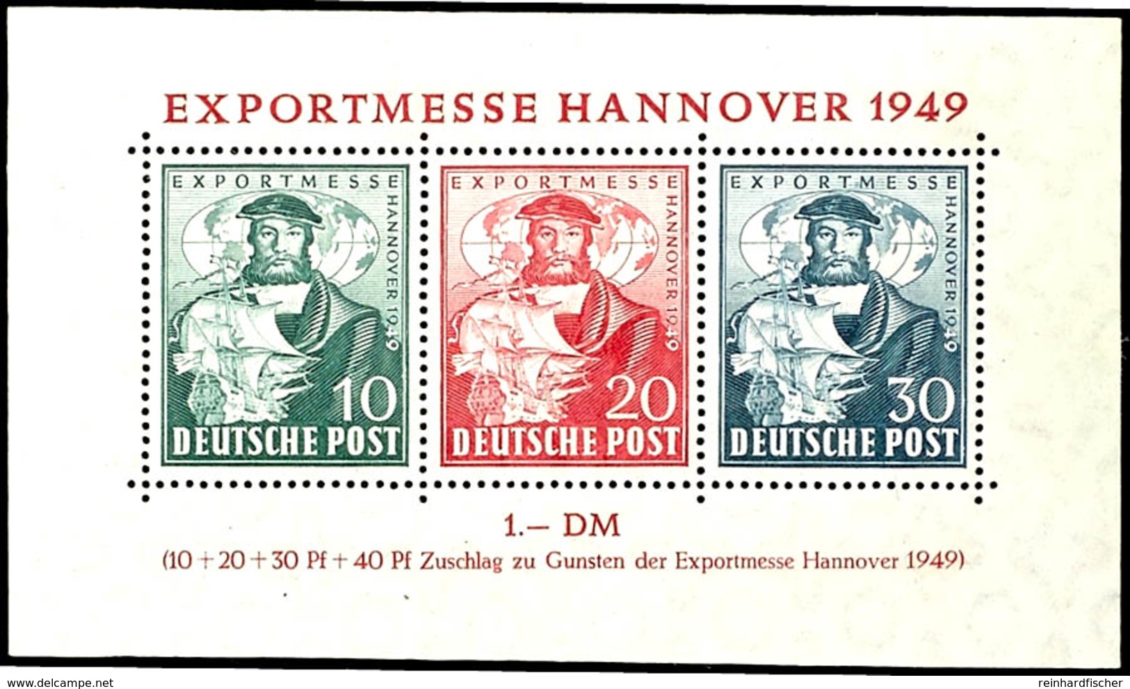 5622 Blockausgabe "Export Messe Hannover 1949", B-Farbe, Im Blockrand Große Gummifreie Stelle,  Gepr. Salomon BPP, Mi. F - Andere & Zonder Classificatie