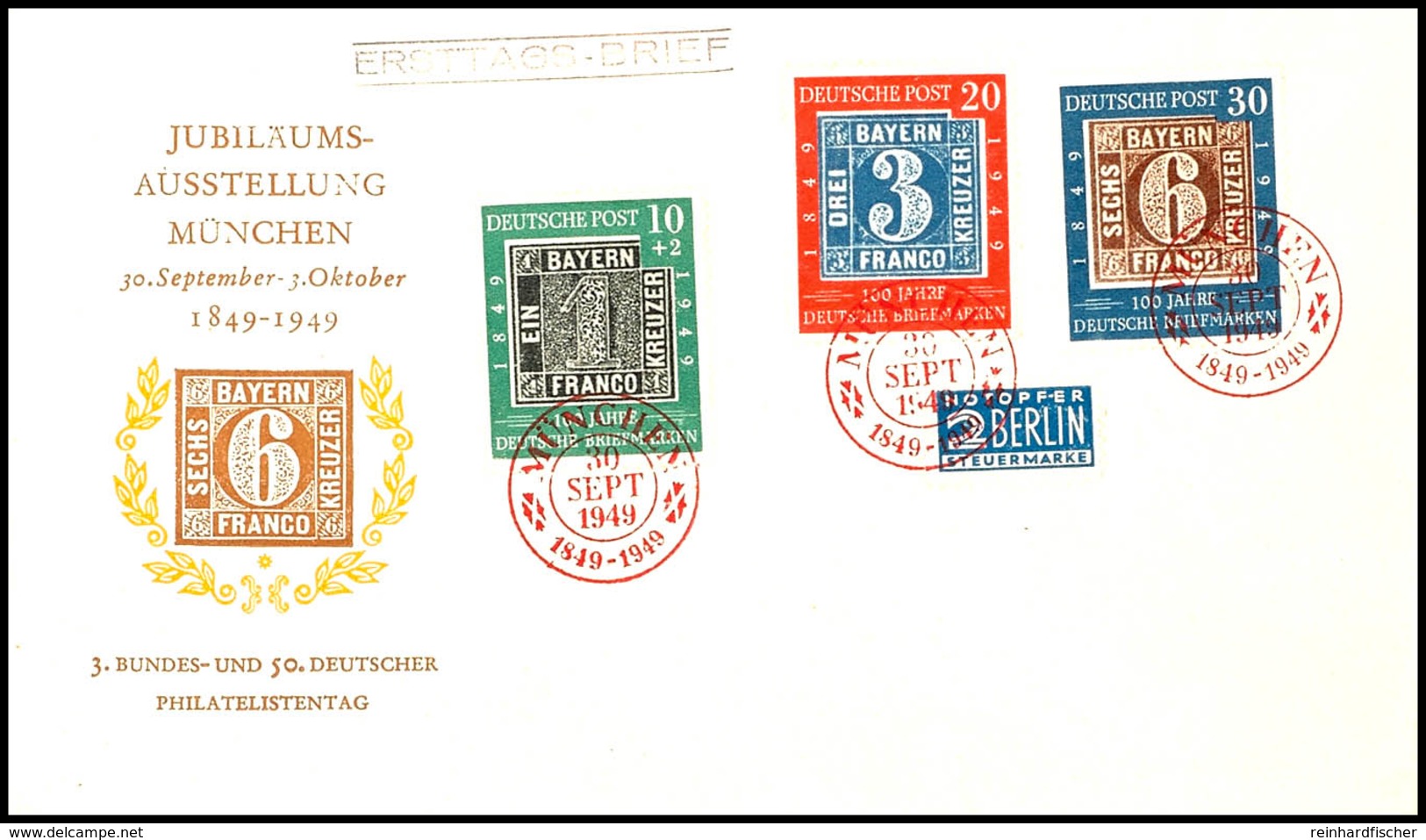 5630 "100 Jahre Deutsche Briefmarken" Kpl. Als FDC Auf Unbeschriftetem Schmuckumschlag Mit Roten Münchner ESSt., Tadello - Sonstige & Ohne Zuordnung