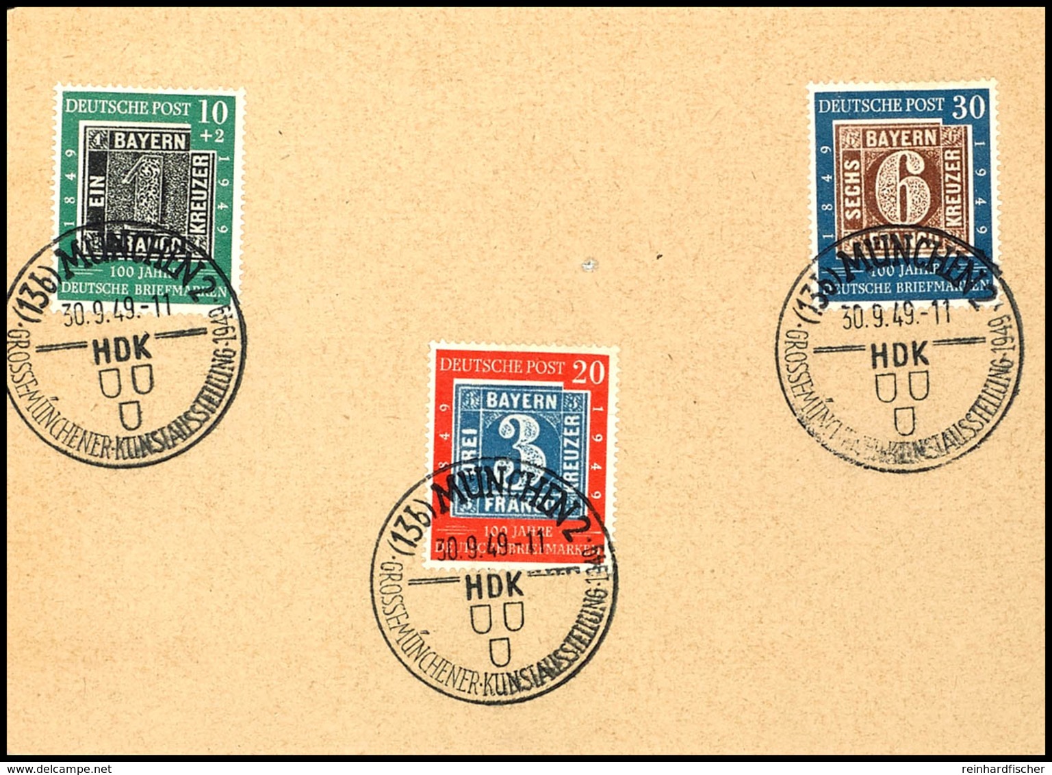 5631 "100 Jahre Dt. Briefmarke" Kpl. Als FDC Auf Blankokarte Mit Seltenerem Münchner SSt. "Grossmünchener Kunstausstellu - Other & Unclassified