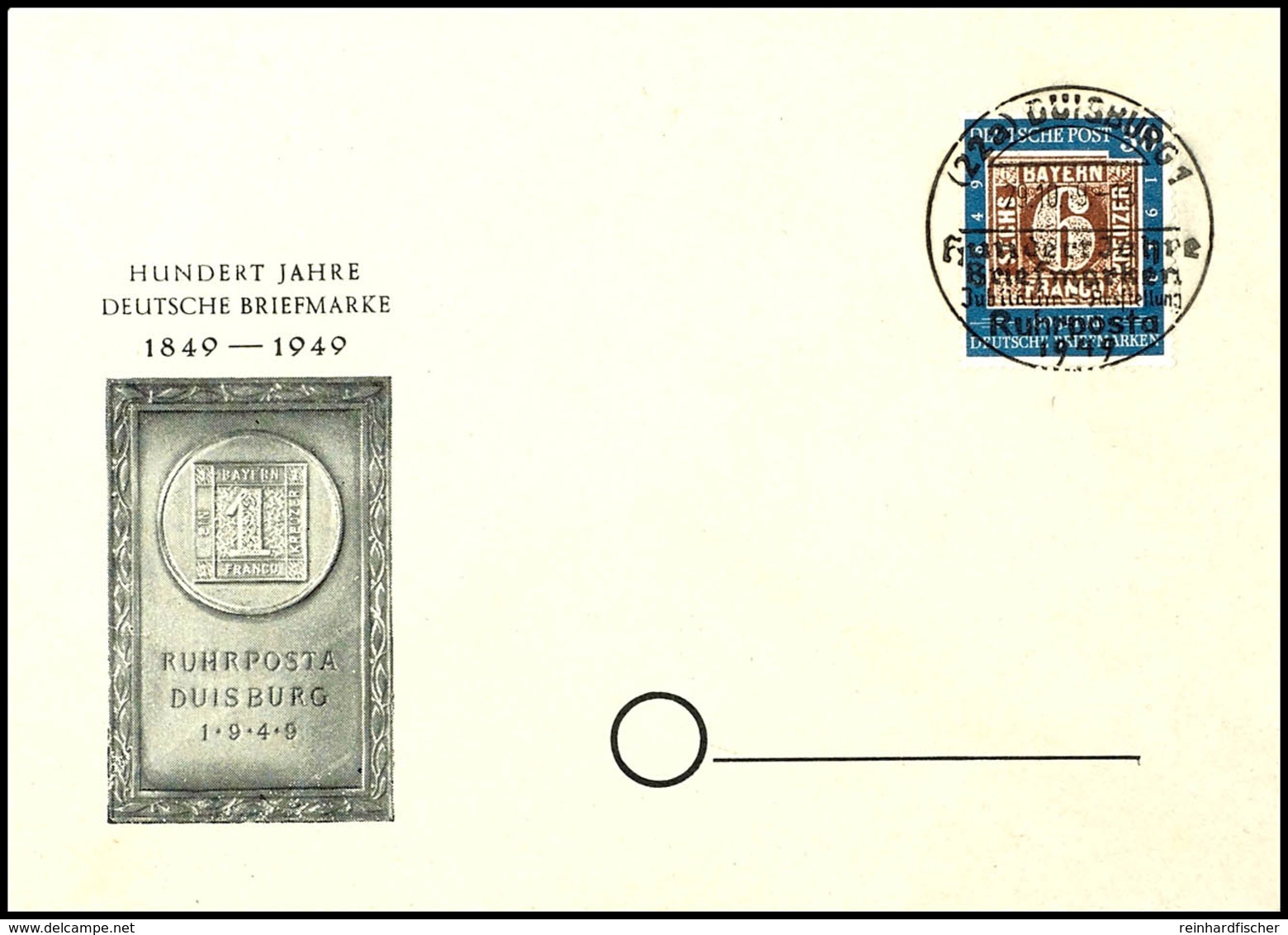 5633 "100 Jahre Dt. Briefmarke" Kpl. Auf Drei Schmuck-Kuverts Der "Ruhrposta 1949" Mit Je Zentr. Sonderstpl. Zu Diesem A - Other & Unclassified