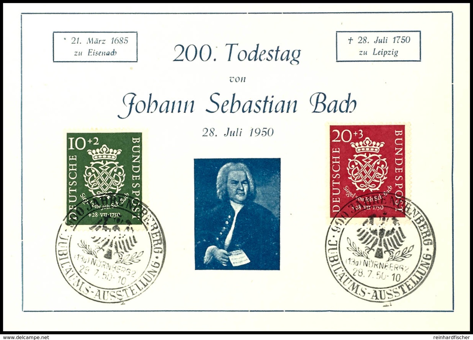 5639 "Bach" Kpl. Als FDC Auf Hübsch Illustrierter Karte Mit ESSt. Aus NÜRNBERG, Tadellos, Gepr. Schlegel BPP, Mi. 600,-- - Sonstige & Ohne Zuordnung