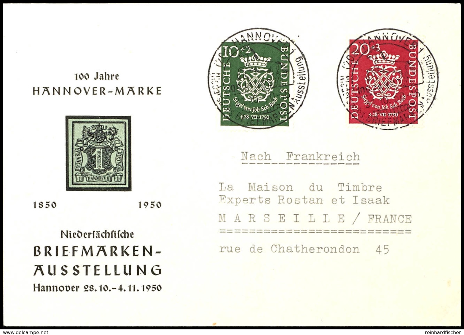 5641 Bachsiegel A. Portogerechtem Brief Nach Frankreich, Sonderumschlag U. Sonderstempel Briefmarkenausstellung Hannover - Andere & Zonder Classificatie